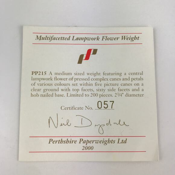 Perthshire PP215 2000 Multifaceted Lampwork Flower Picture Cane Paperweight Cert - Picture 8 of 14